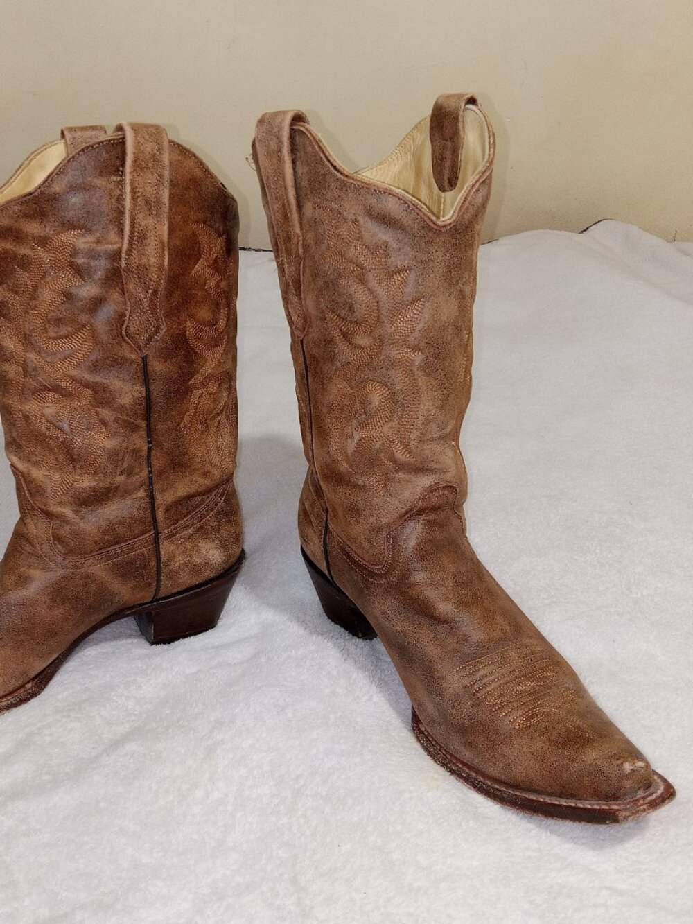Corral Boots Mens 11M Distressed Brown Leather Cowboy Western Snip Toe Handcraft - Picture 2 of 15